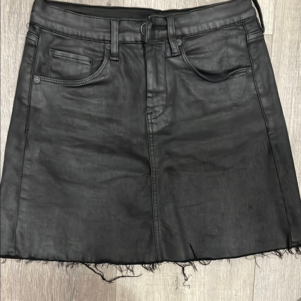 Black Denim Leather Jean Skirt soft